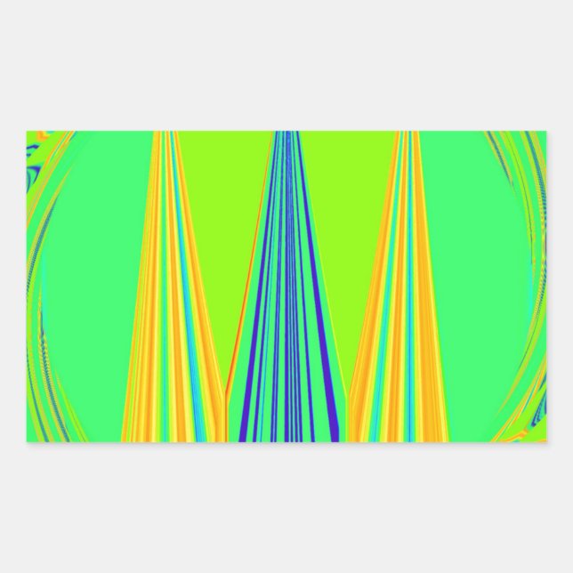 Edgy Geometrical Neon Design Rectangular Sticker (Front)