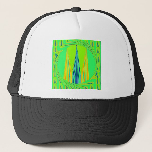 Edgy Geometrical Neon Design Trucker Hat (Front)