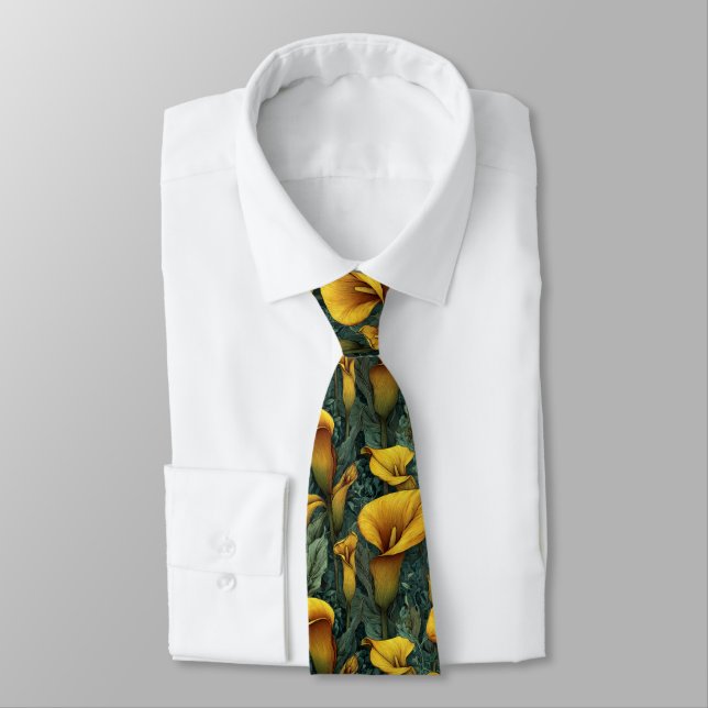 Edgy Gifts For Men Calla Lilies Floral Tie (Tied)