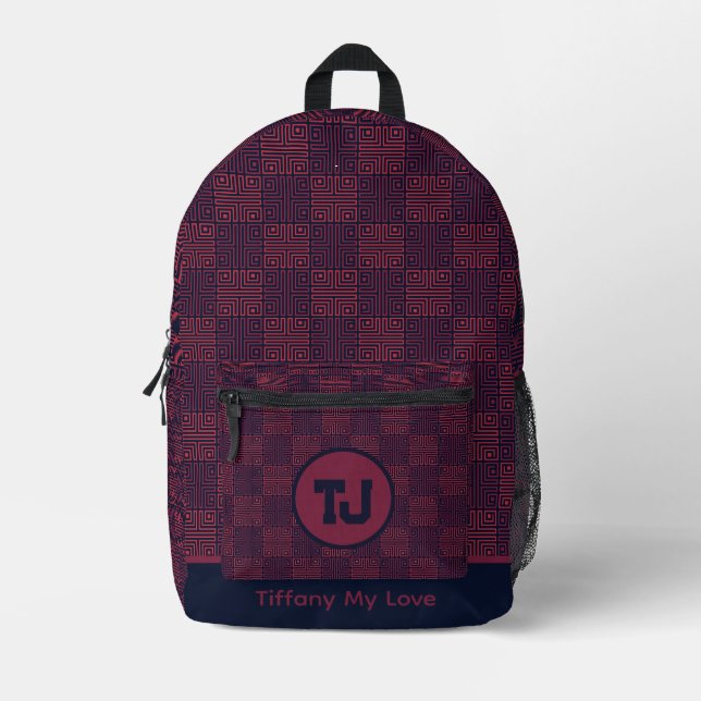 Edgy Girly Monogrammed Girls Backpack (Front)