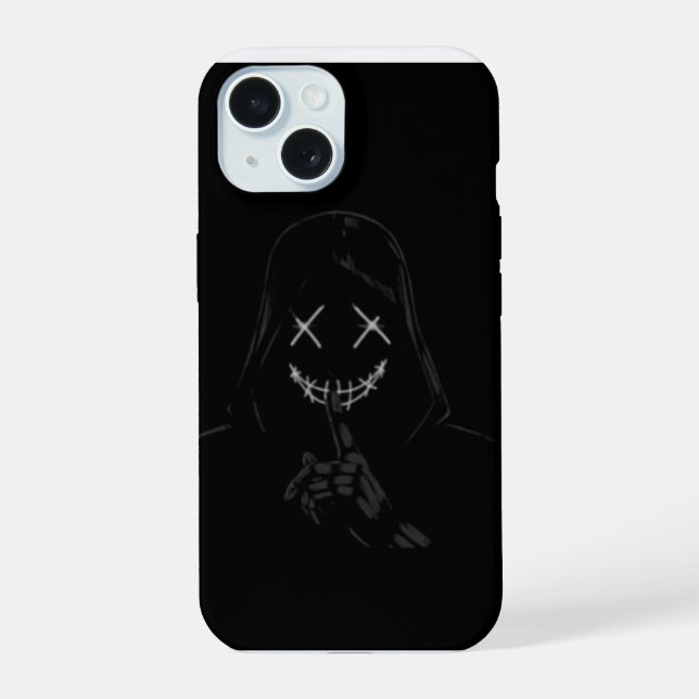 Edgy Glowing Neon Face Black Phone CasePhone Case (Back)