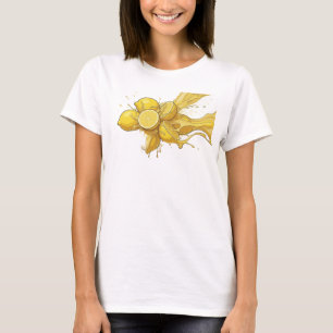 Edgy Gold Abstract Lemons Visual Design T-Shirt