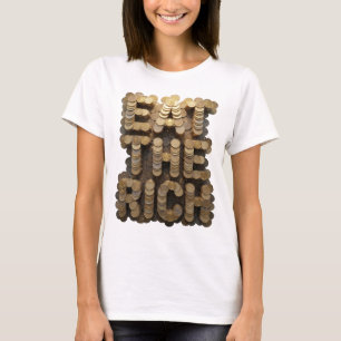 Edgy Gold EAT THE RICH Bold Design T-Shirt