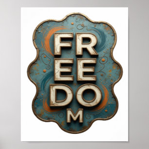 Edgy Gold FREEDOM Text Design Poster