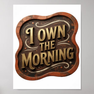 Edgy Gold I OWN THE MORNING 3D Text Art Poster