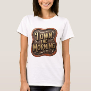 Edgy Gold I OWN THE MORNING 3D Text Art T-Shirt