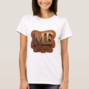Edgy Gold ME EST 1976 Print T-Shirt