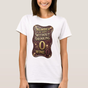 Edgy Gold NUMBER OF DAYS WITHOUT DRINKING 0 WINE 0 T-Shirt