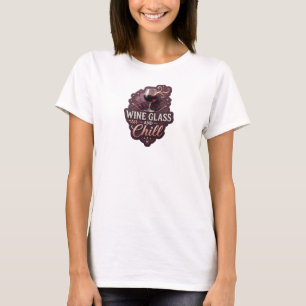 Edgy Gold WINE GLASS AND CHILL Graphic Tee