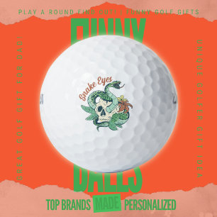 Edgy Golf Dad Money Game Vintage Skull Snake Eyes Balls