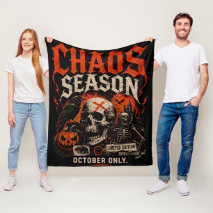 Edgy Gothic Chaos Season Skull Halloween Fleece Blanket