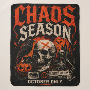 Edgy Gothic Chaos Season Skull Halloween Sherpa Blanket