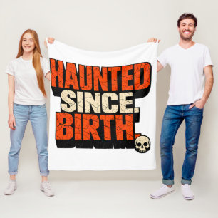 Edgy Gothic Haunted Since Birth ADHD Skull Fleece Blanket