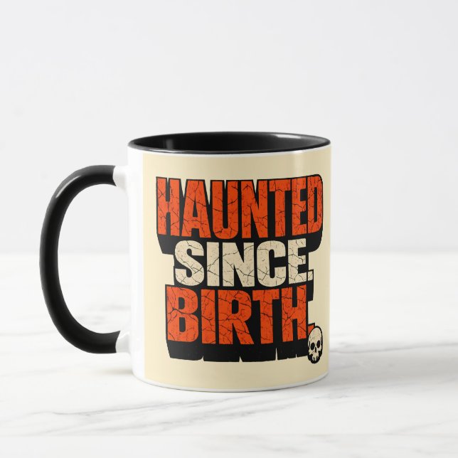 Edgy Gothic Haunted Since Birth ADHD Skull Mug (Left)