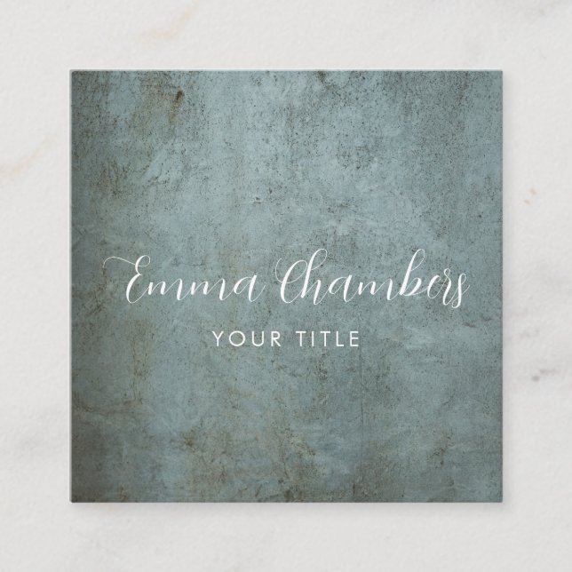 Edgy Grunge Ethereal Smoky Blue Grey Texture  Square Business Card (Front)