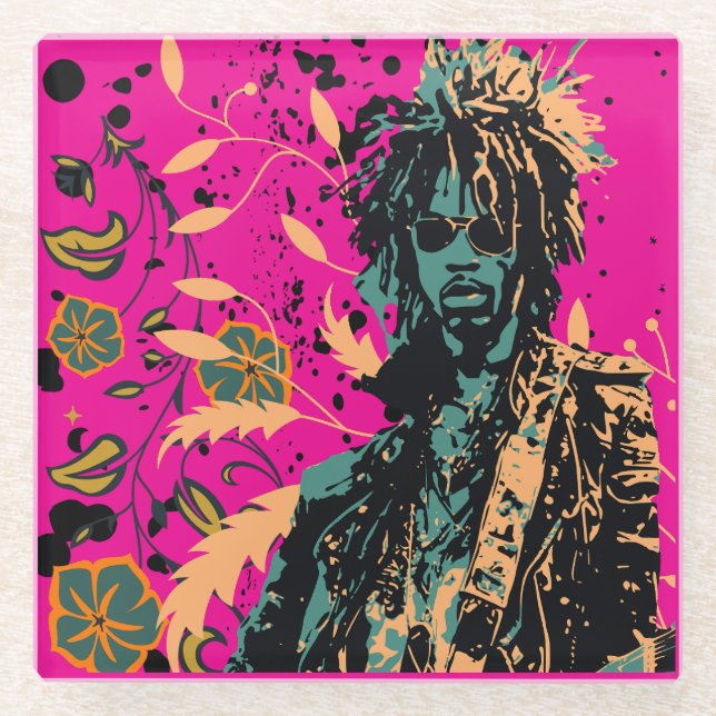 Edgy Grunge, The Player Glass Coaster (Front)