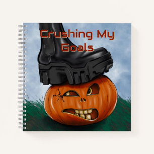 Edgy Halloween Balenciaga Boot Crushing Pumpkin Notebook