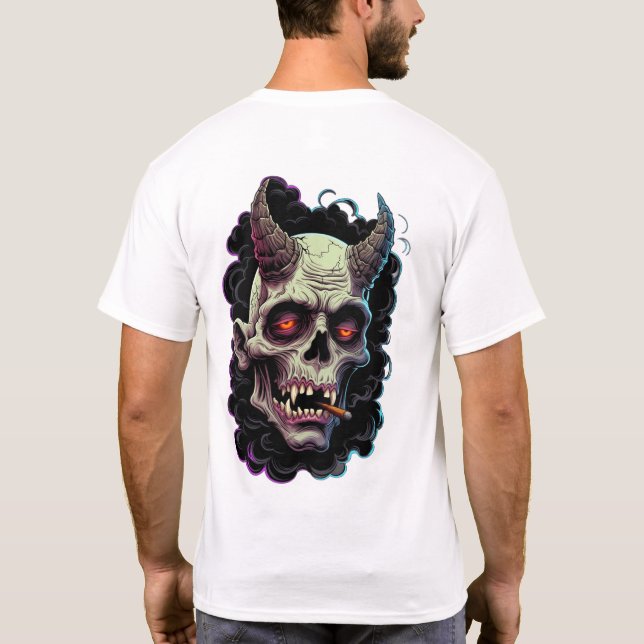 Edgy Horned Oni Monster graphic T-Shirt (Back)