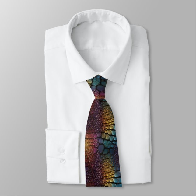 Edgy Housewarming Gift Ideas Crocodile Print  Tie (Tied)