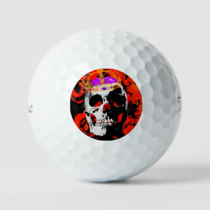 Edgy King Skull Crown n' Roses Golf Balls