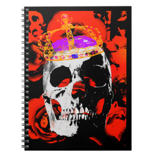 Edgy King Skull Crown n' Roses Notebook