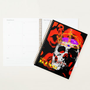 Edgy King Skull Crown n' Roses Planner