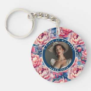 Edgy memorial keepsake Custom Peonies Key Ring