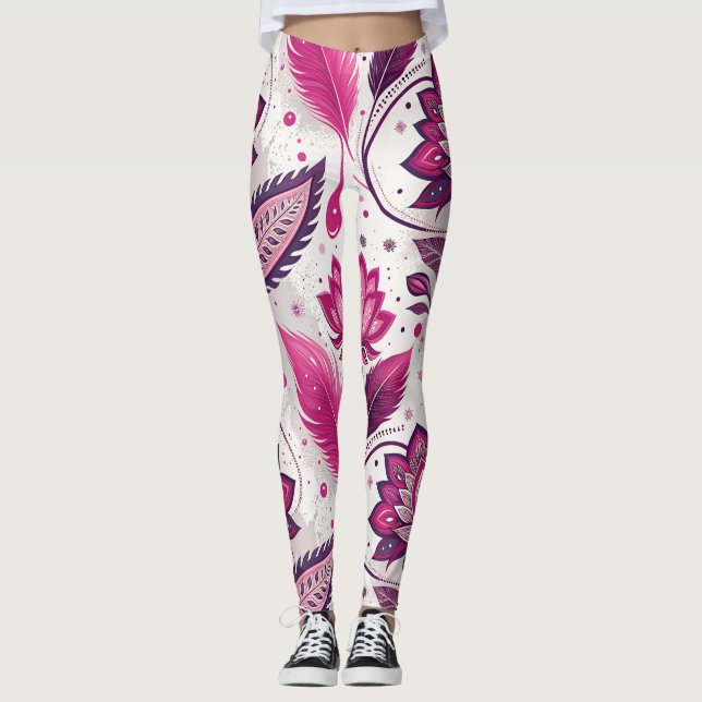 Edgy Metallic Magenta Streetwear Leggings – Luxury (Front)