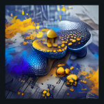 Edgy Modern Blue Yellow Metallic Mushroom Pop Art Poster<br><div class="desc">Gives your wall decor an edgy look with this beautiful pop art of a futuristic metallic mushroom that are mixed with indigo blue and honeycomb yellow. It is contemporary modern wall art that gives you that pop of colour. Imaging your whole study room or work study room is energised with...</div>