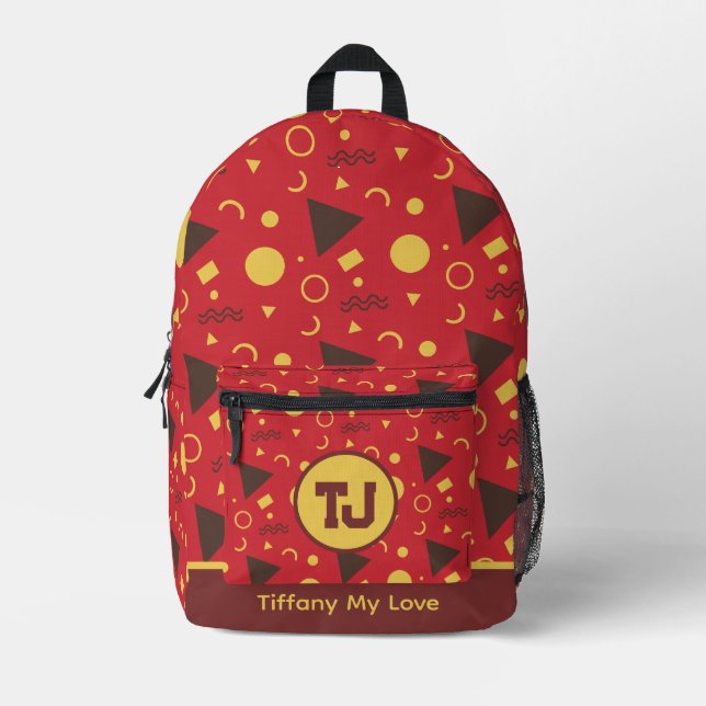 Edgy Name Monogrammed Personalised Sports Backpack (Front)