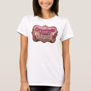 Edgy Pink CHAMPAGNE FIRST Artistic Motif T-Shirt