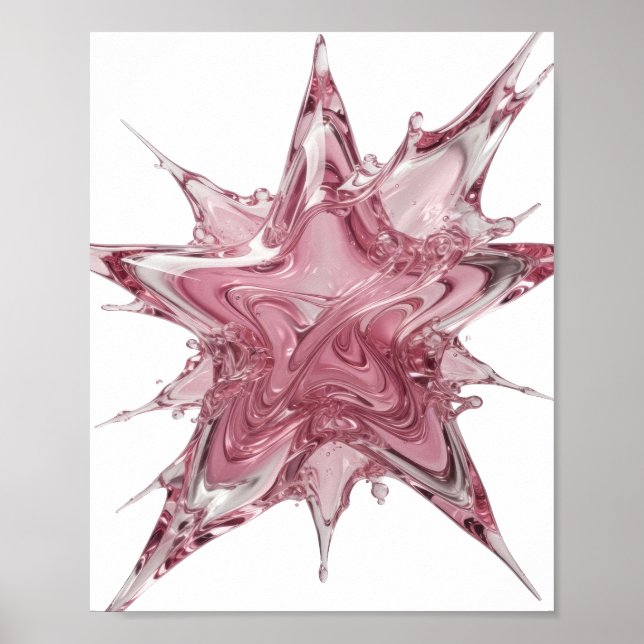Edgy Pink WATER SPLASH 3D Text Art Poster (Front)