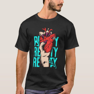Edgy Realistic Heart Hand Squeeze Streetwear Graph T-Shirt