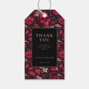 Edgy Red Floral Skull Motive Gift Tags