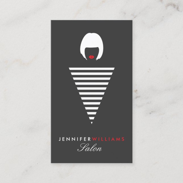 Edgy Retro Mod Hair Stylist, Salon, Blogger II Business Card (Front)
