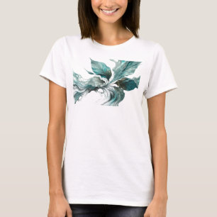 Edgy Silver Abstract Leaves Trendy Tee