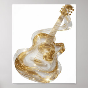 Edgy Silver GOLDEN GUITAR Statement Design Poster