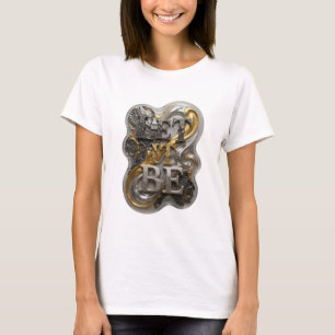Edgy Silver LET IT BE Text Design T-Shirt