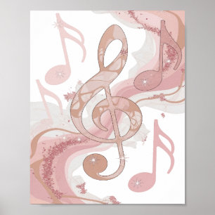 Edgy Silver MUSIC IN THE AIR Quote Design Poster