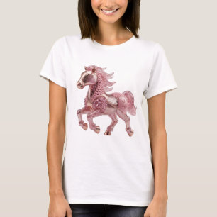 Edgy Silver PINK GLASS HORSE Bold Design T-Shirt