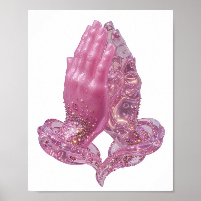 Edgy Silver PRAYING HANDS Poster (Front)