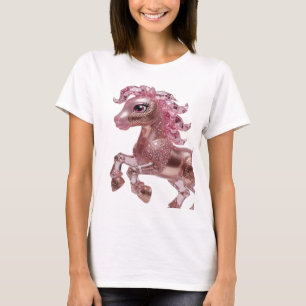 Edgy Silver ROSE GOLD PINK UNICORN 3D Text Art T-Shirt