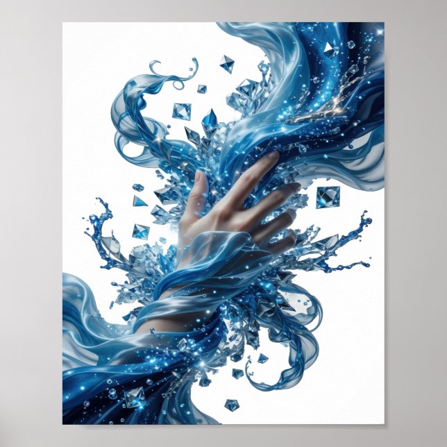 Edgy Silver WATER'S WIZARDRY Bold Design Poster (Front)