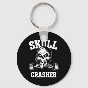 Edgy Skull Bodybuilding Barbell Tongue Workout Gym Key Ring