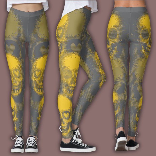 Edgy Skull Pattern | Yellow and Grey Leggings (Creator Uploaded)