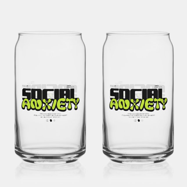 Edgy "Social Anxiety" Glitch Font Can Glass (Front)
