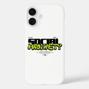 Edgy "Social Anxiety" Glitch Font iPhone 16 Case
