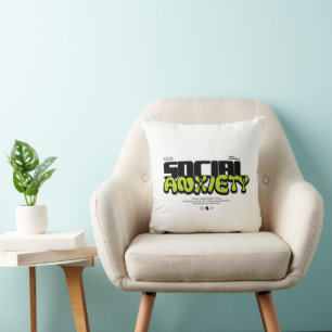 Edgy "Social Anxiety" Glitch Font Cushion