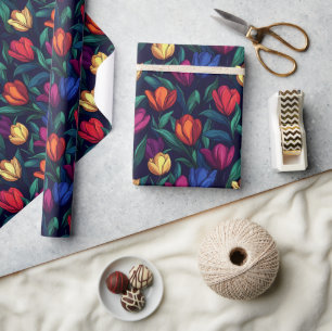 Edgy Summer Tulip Bouquet Wrapping Paper