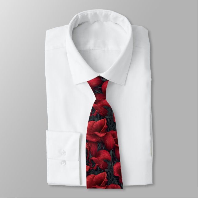 Edgy Valentine Gifts For Men Calla Lilies Flower Tie (Tied)